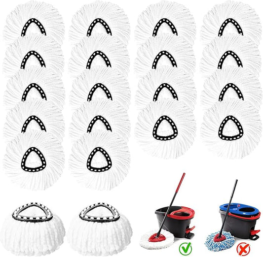 20 Pack Spin Mop Replacement Heads, Mop Replace Head Easywring 1-Tank System, Mop Head Replacement for Hardwood Floor Cleaning, Machine Washable and Easy to Replace
