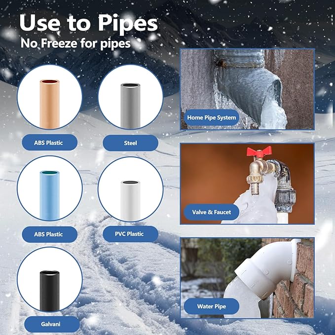 40FT（3FT-200FT） Pipe Heating Cable for Pipe Freeze Protection, Heat Cable for Water Pipes(Metal and Plastic), Pipe Heat Tape Keeps Water Flowing at -40°F 5w/ft, 120V Plumbing fixture