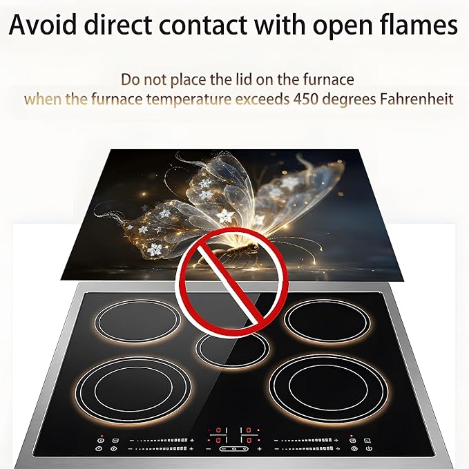 Stove Top Covers for Electric Stove, Waterproof Cooktop Guard, Wipe-Clean Range Shield, Reusable Countertop Pad, 28.3 x 20.5 Inches, Gold Butterfly Kitchen Decor（Smart butterfly）