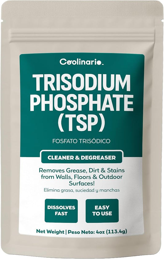Trisodium Phosphate - TSP Cleaner (4 Oz) Heavy-Duty Cleaner & Degreaser for Walls, Floors & Outdoor Surfaces | Removes Grease, Dirt & Stains | Ideal for Home & Industrial Use