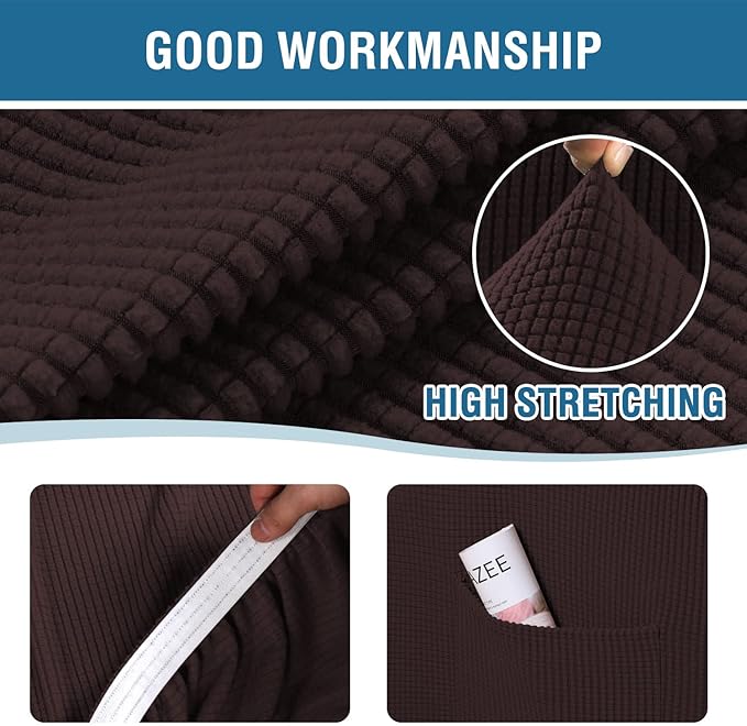 H.VERSAILTEX Multi-Pieces Sofa Covers Stretch Couch Covers Form Fitted Seats and Back Cushions Covers (3 Seat Covers Plus 3 Back Cusion Covers, Bonus 2 Armrest Covers), Chocolate