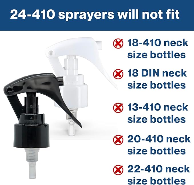 uh*Roh*Muh 24/410 Mini Trigger Sprayer (Pack of 25) White - Smooth Skirt Design, Easy Fit, Adjustable Spray Nozzle - Perfect for DIY, Home, and Garden Use