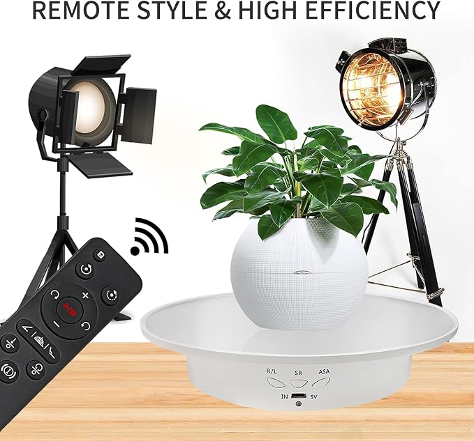 Motorized Rotating Display Stand, Mirror Covered 360 Degree Turntable Display Stand for Photography Products and Shows, Max Load 18Lb/ 7.87 inch Video Show, Battery/USB Power Supply (Remote