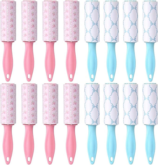Zhehao 16 Pcs Mini Lint Rollers for Pet Hair Travel Size Clothes Sticky Lint Removers Blue Pink Roller Hair Removal Tools for Dog, Cat, Furniture, Travelers, Pet Owners