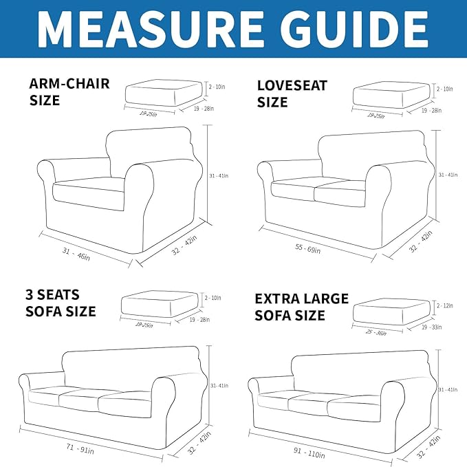 XINEAGE New 4 Pieces Extra Large Couch Covers for 3 Cushion Sofa Super Stretch Sofa Cover for 3 Large Seat Cushion Universal Slip Cover for Living Room (Dusty Pink), 91"-110"(3 Cushions)