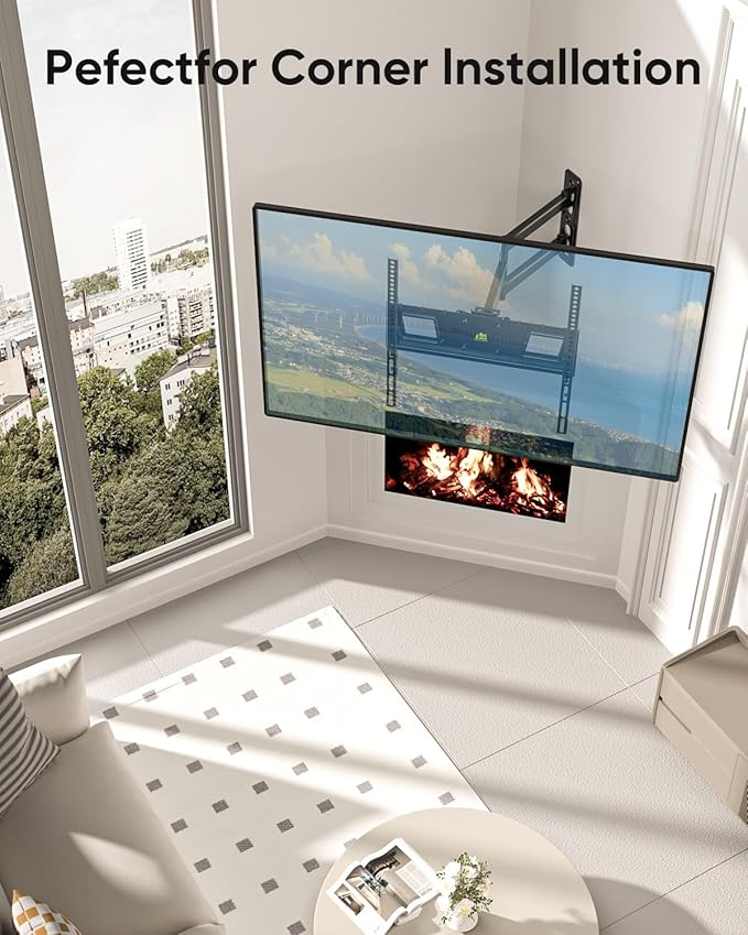Landscape to Portrait Rotating TV Wall Mount for Vertical Mounting of Displays,Menu Wall Board Mount for 26-65" TVs Holds 88 lbs, Full Motion Corner TV Mount Height Adjusted,VESA 400x400,FORGINGMOUNT