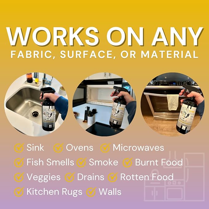 The Stink Solution Kitchen Odor Eliminator For Strong Odor: Garbage Can & Refrigerator Deodorizer, Cooking & Trash Smell Remover 2 16 oz Bottles (Sugar Cookie Scent)