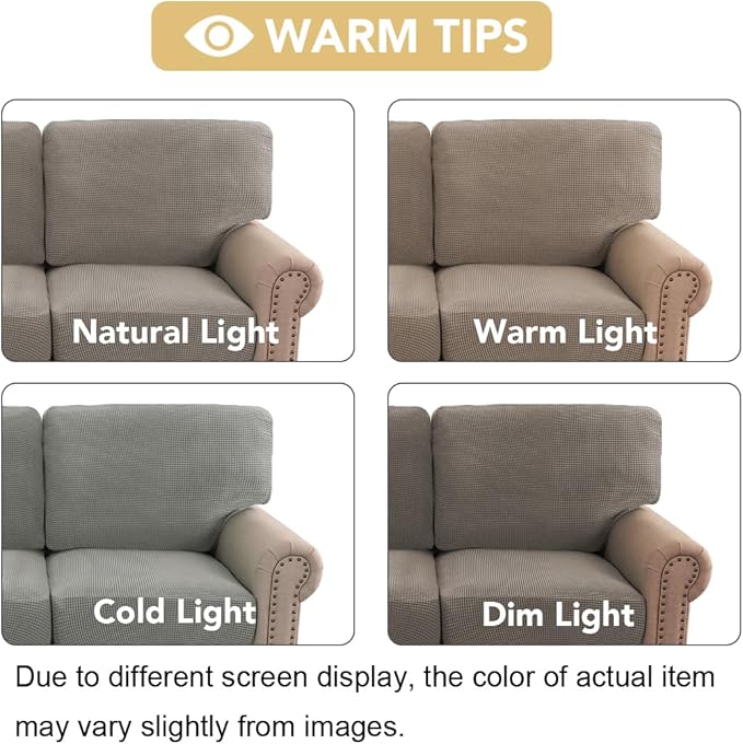 H.VERSAILTEX Multi-Pieces Sofa Covers Stretch Couch Covers Form Fitted Seats and Back Cushions Covers (3 Seat Covers Plus 3 Back Cusion Covers, Bonus 2 Armrest Covers), Taupe