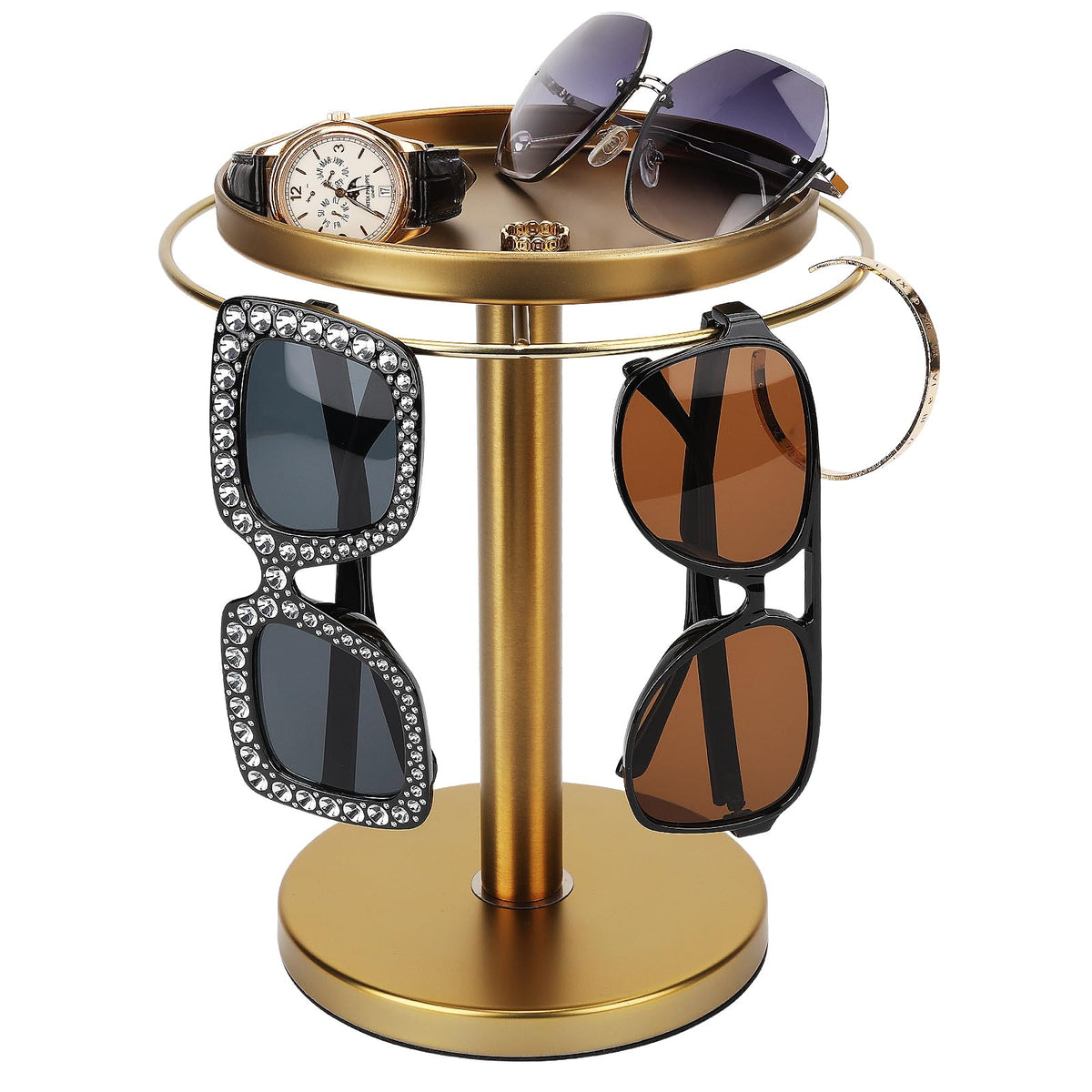 kondyfayo 360° Rotating Sunglass Organizer Storage, Stainless - Image 1