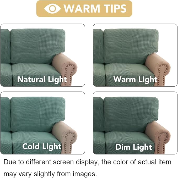 H.VERSAILTEX Multi-Pieces Sofa Covers Stretch Couch Covers Form Fitted Seats and Back Cushions Covers (3 Seat Covers Plus 3 Back Cusion Covers, Bonus 2 Armrest Covers), Sage
