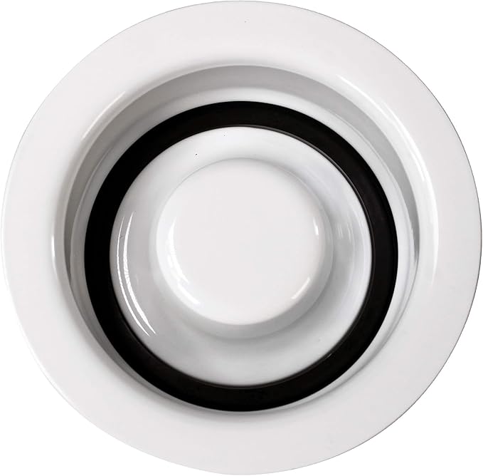 Westbrass D2165-50 Post Style Large Kitchen Basket Strainer with Waste Disposal Flange and Stopper, Powder Coat White
