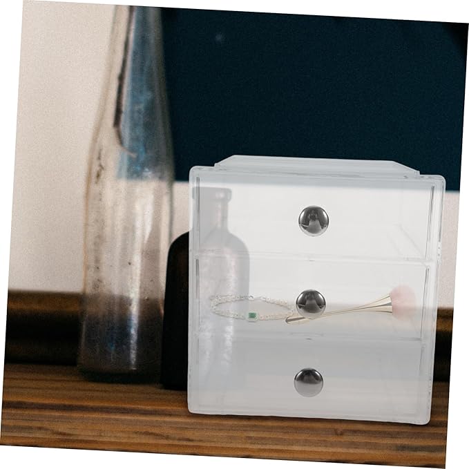 Happyyami Modern Acrylic Drawers Organizer 3 Tier Storage Box Lids Desktop Makeup Organizer for Home Office