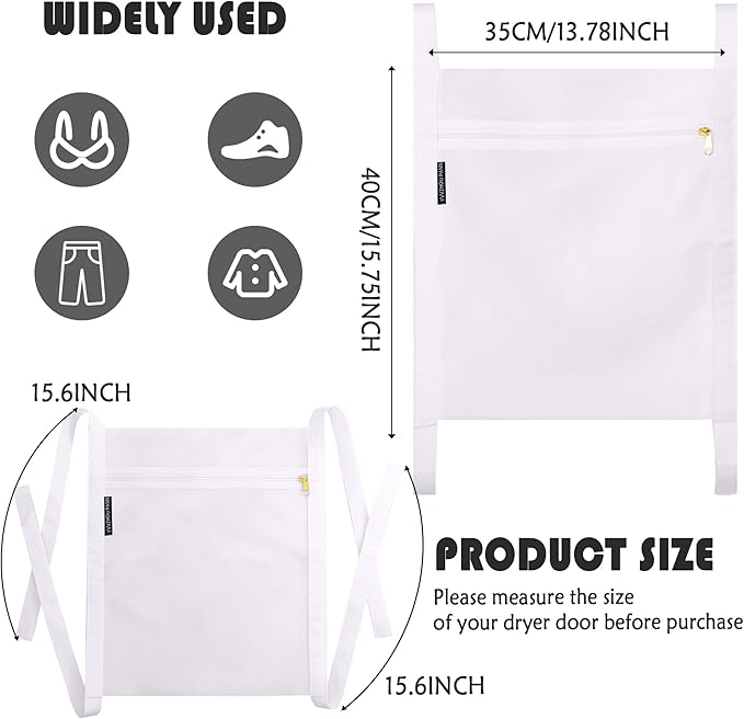 3 Pcs Reusable Shoe Dryer Mesh Bags, Honeycomb Net Laundry Bags with Zipper & Strap for Washing Machine, Clothing, White