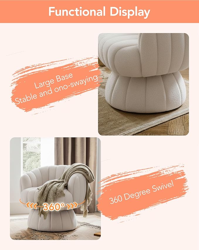 Vanity 360-Degree Swivel Accent Chair - Mid Century Modern Plush Round Makeup Chair, Relaxing Comfy Lounge Sofa Arm Chairs, Idear for Living Room, Bedroom (Green, Velvet Fabric)