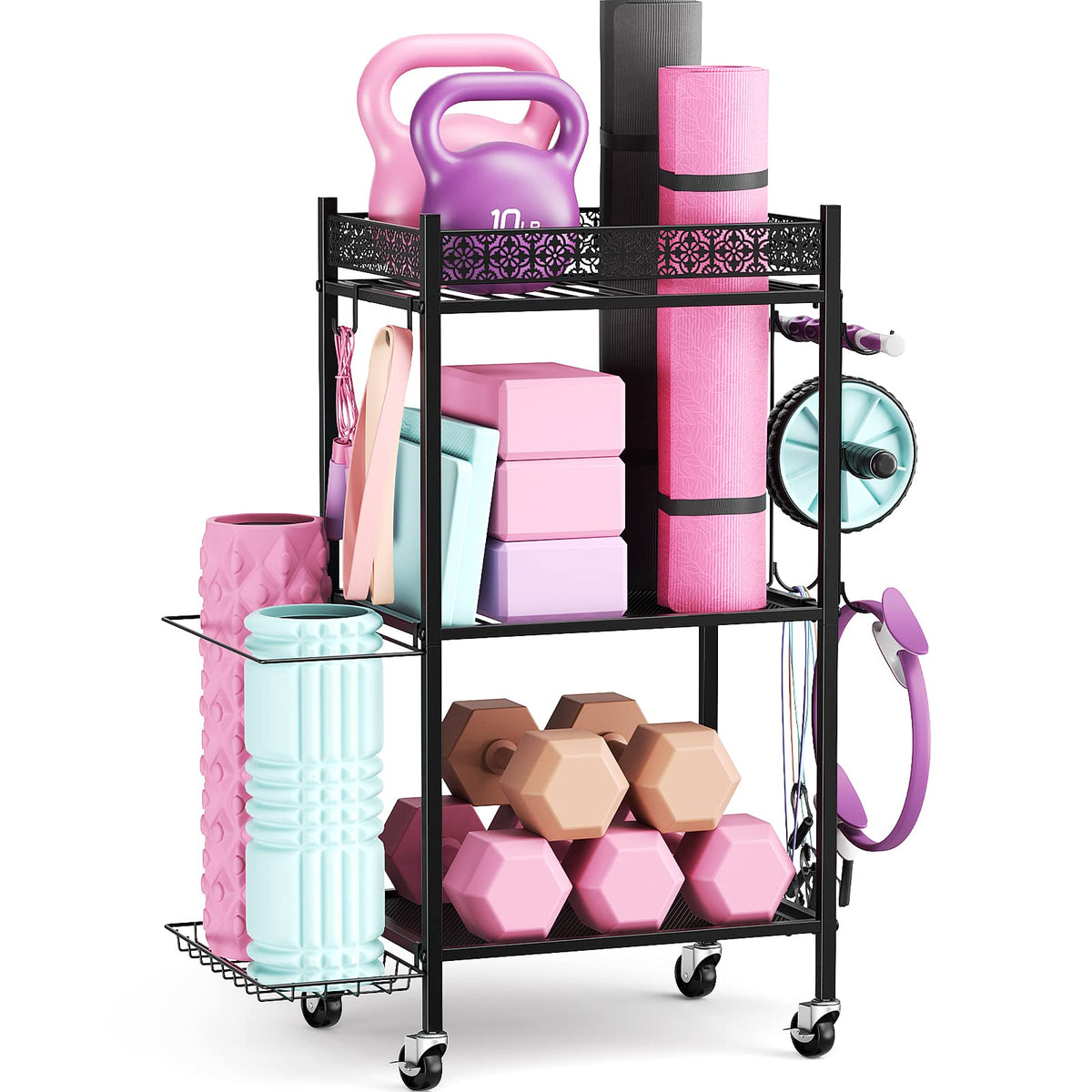 VOPEAK Home Gym Storage Rack, 3-Tier Yoga Mat Storag | All Products - Image 1