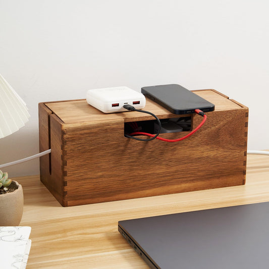 LiTY Acacia Wood Cable Management Box, Wooden Cord H | All Products - Image 1