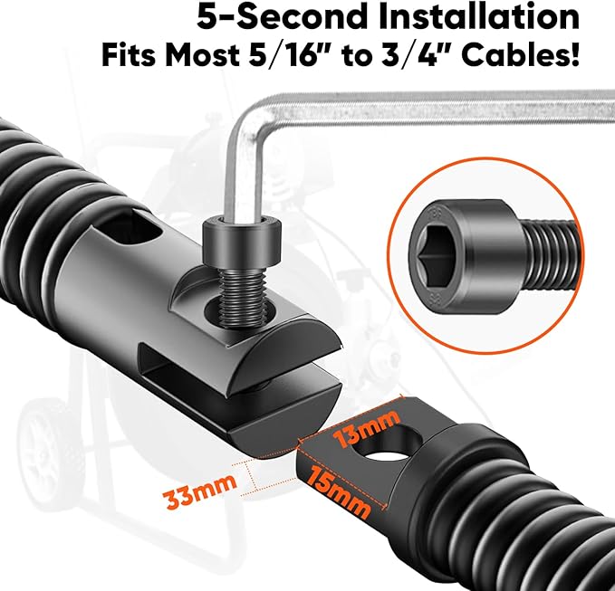 9-Piece Drain Snake Attachment for 5/16" to 3/4" Cables Heavy-Duty Manganese Steel Cutters for Roots Grease and Stubborn Clogs Includes 9 heads Storage Case and Metal Ring
