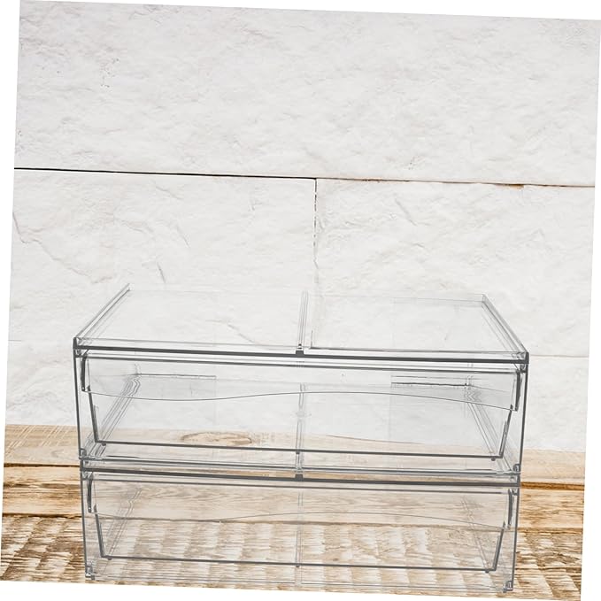 2pcs Stackable Acrylic Makeup Organizer Bins Drawer for Desktop Storage Cosmetic Storage Box for Vanity and Bathroom for Keeping Essentials Organized