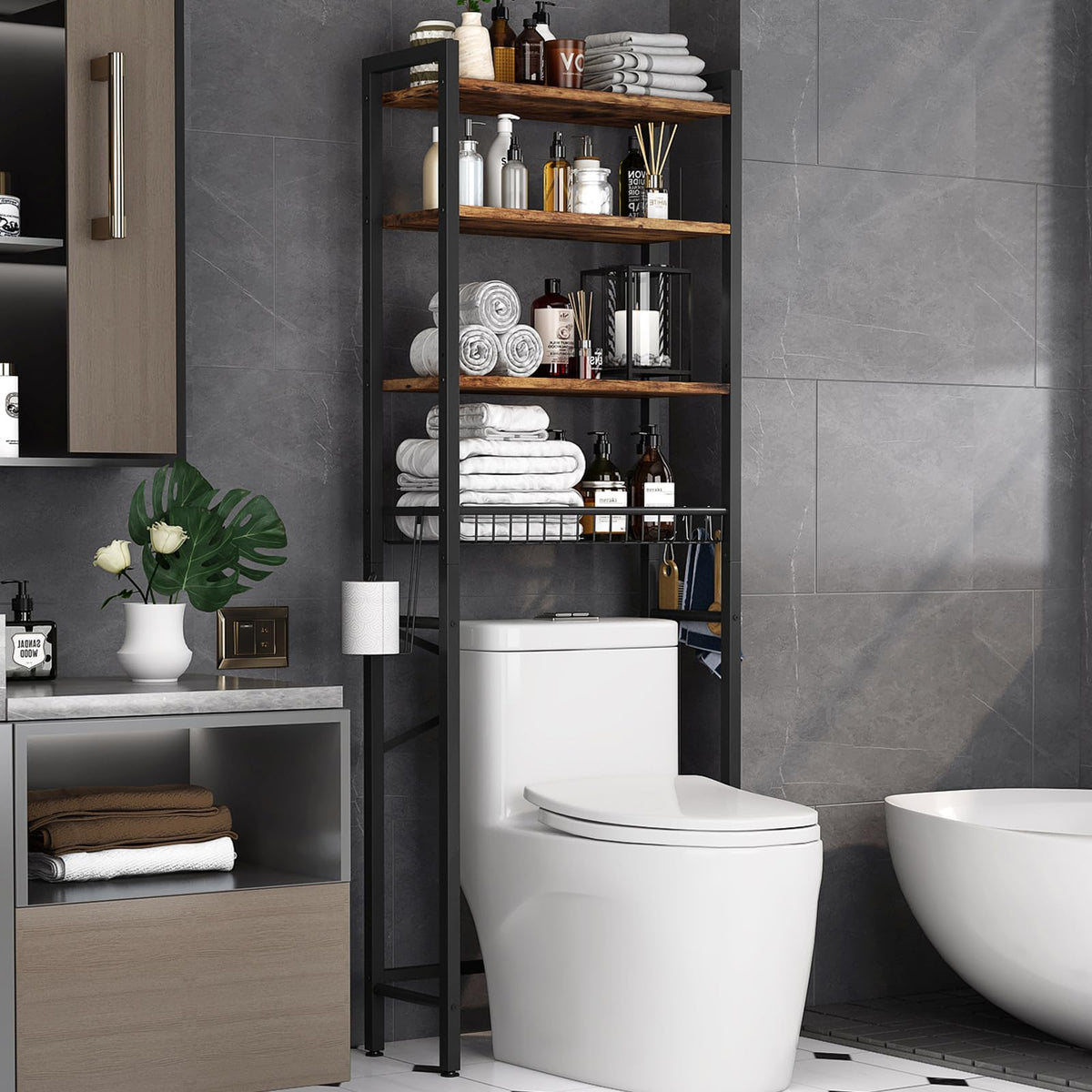 Kalrin Over-The-Toilet Storage Rack, 4-Tier Bathroom Organizer - Image 1