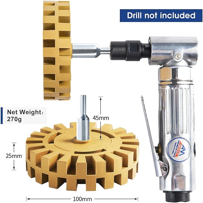 CowboyBOB Decal Remover Eraser Wheel Rubber Wheel for Drill Removes Car Stripes Vinyl Tapes and Graphics Rubber Eraser Wheel Tool Kit for Cars, RV, Motorcycles Sticker Remover Tool 1 Pack