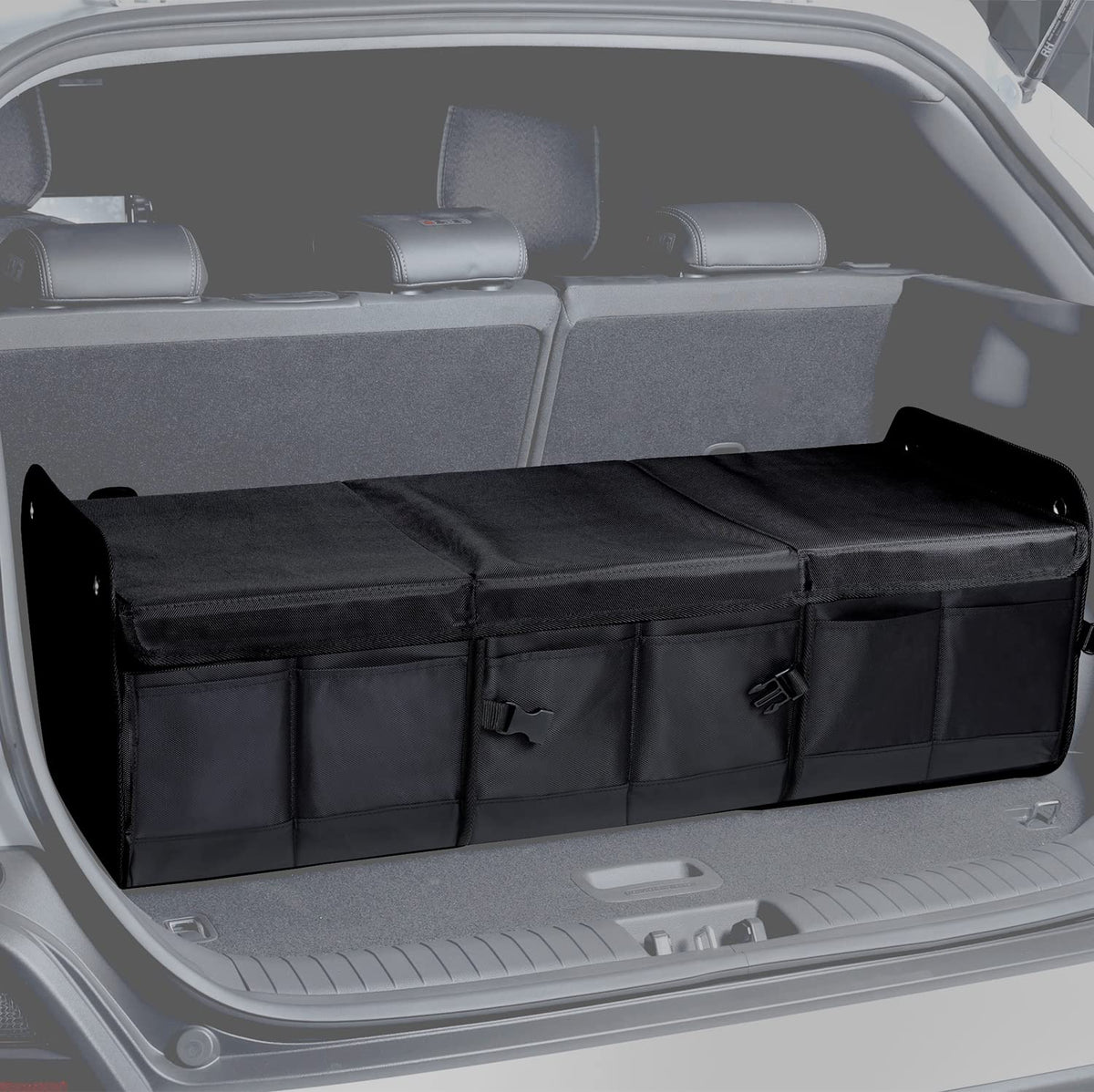 1680D 114L Extra-Large Collapsible Car Trunk Organizer with Lid - Image 1