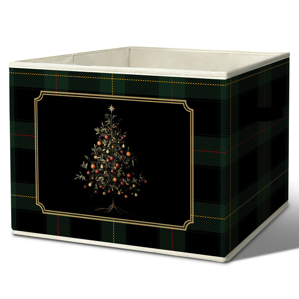 Vintage Christmas Tree Gothic Storage Box with Handles - Image 1