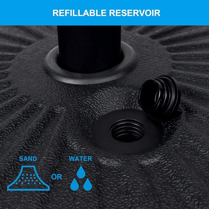 Simple Deluxe 20" Heavy Duty Patio Market Umbrella Base Stand with Steel Holder Water Filled for Outdoor, Lawn, Garden, Round