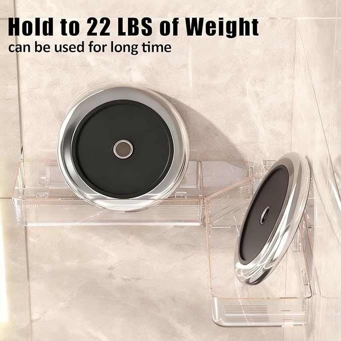 Corner Acrylic Shower Caddy, 2 Pack Shower Shelf Adhesive with 1 Pack Soap Dish, No Drilling Bathroom Organizer, Wall Shelves for Bathroom