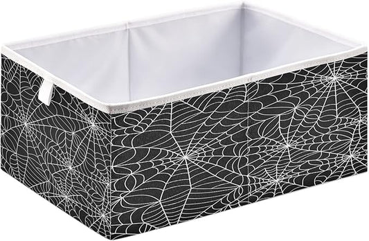 Bolaz Halloween Gray Spider Web Closet Organizers Storage Cubes Storage Bins Shelf Baskets Containers for Home Kids Room Toys Office,Rectangle