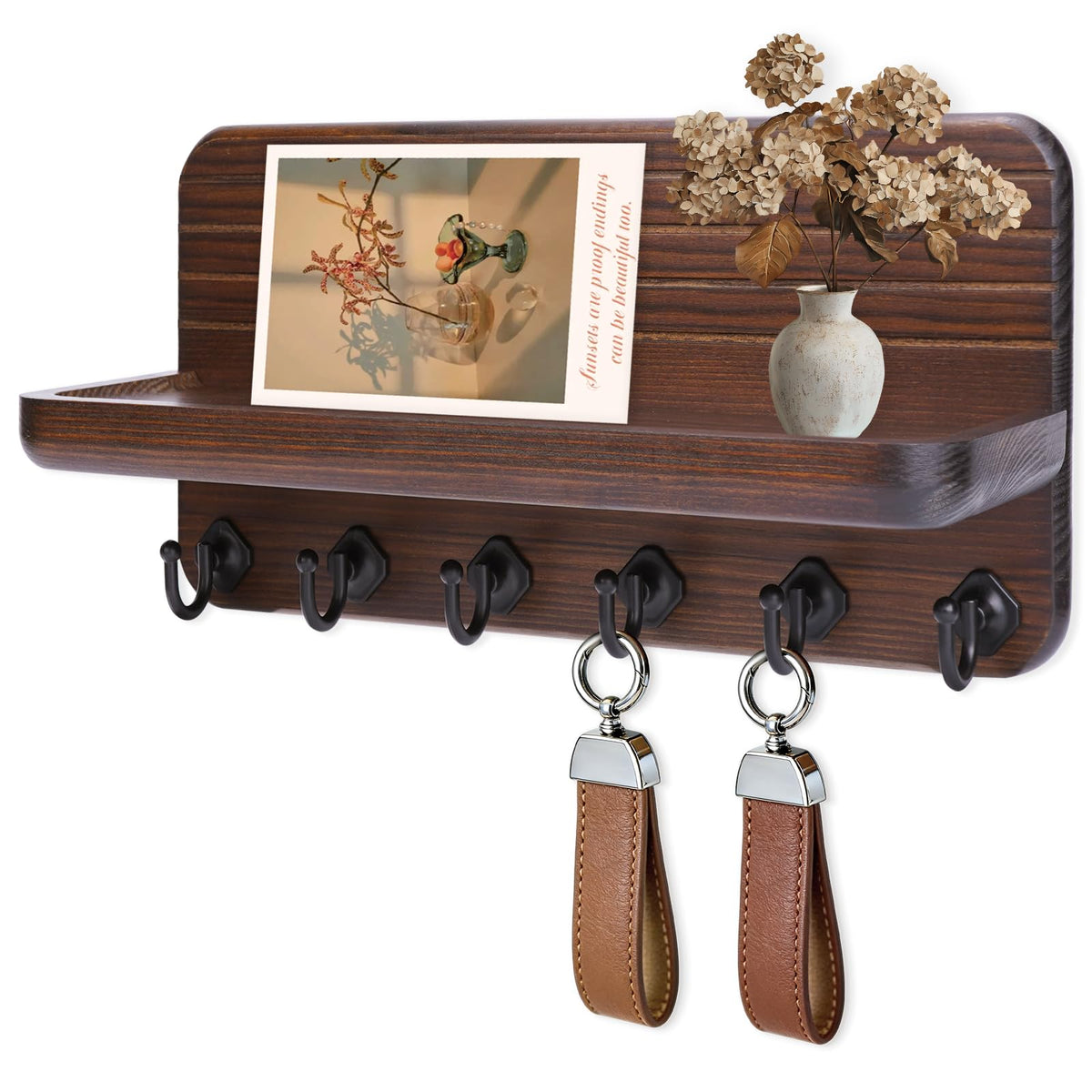 Key Holder for Wall, Mail Organizer Wall Mount with 6 - Image 1