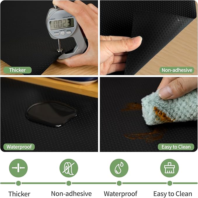 Shelf Liners 27 inch x 20 ft Shelf Liners for Kitchen cabinets nonstick Shelf Lining Drawer Mats EVA Protector for Cupboard (Black,27 inch x 20 ft)