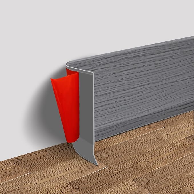 FONUNO Vinyl Wall Base Baseboard Molding Trim 4" Flexible Self Adhesive Rubber Wall Base Moulding Trim Peel and Stick Design, 4 Inch x 40 Feet, Medium Grey Wood Grain