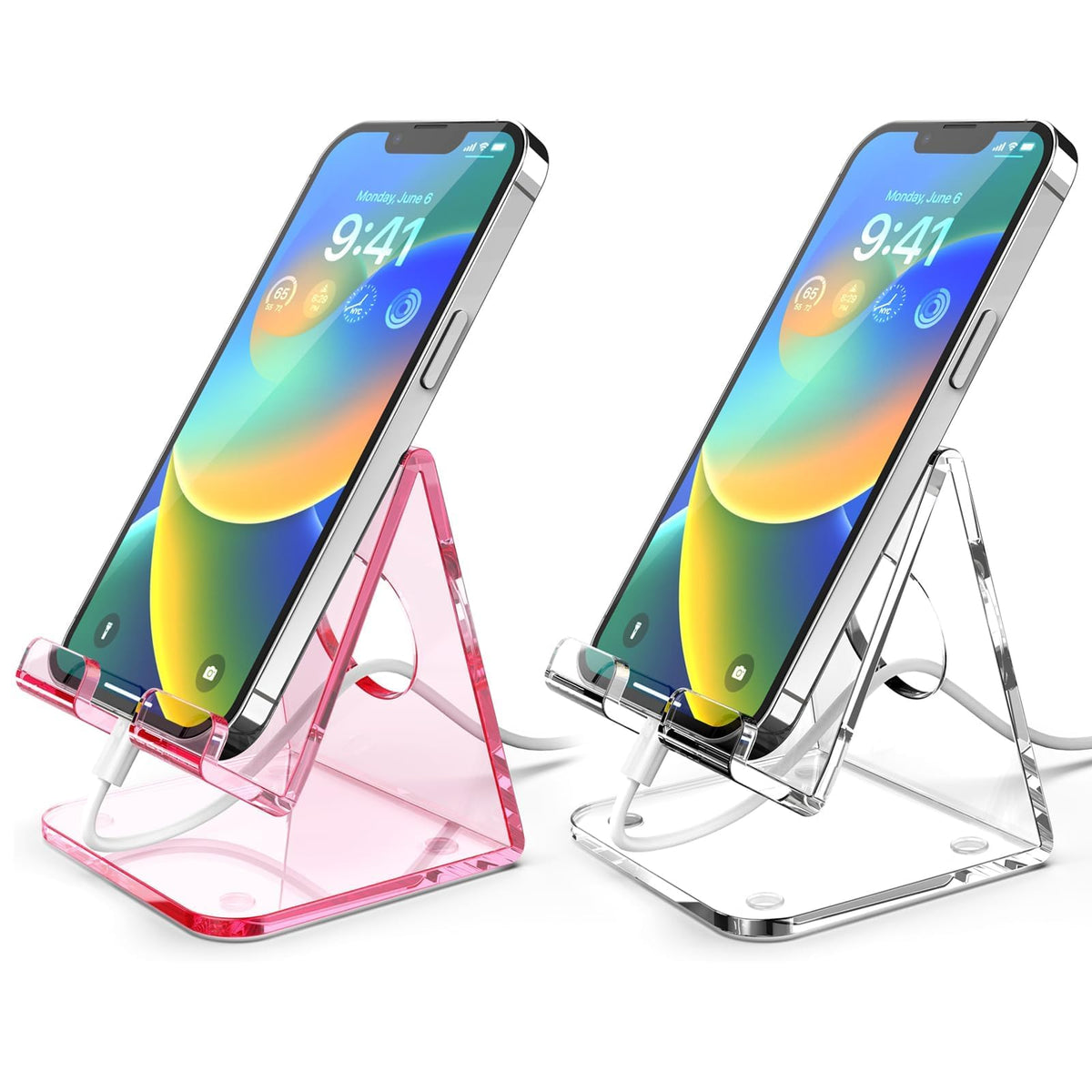 2 Pack Acrylic Phone Stand, Phone Holder for Office Desk - Image 1