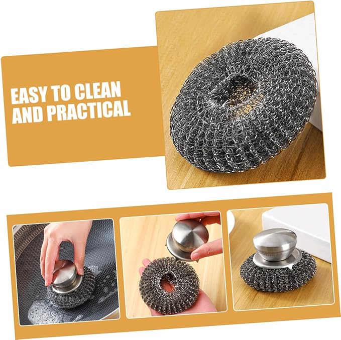 BBQ Grill Scraper Kitchen Metal Scrubber Steel Wool Dish Scrubber Stainless Steel Cleaning Pads Scrubber for Wash Sink and Stove