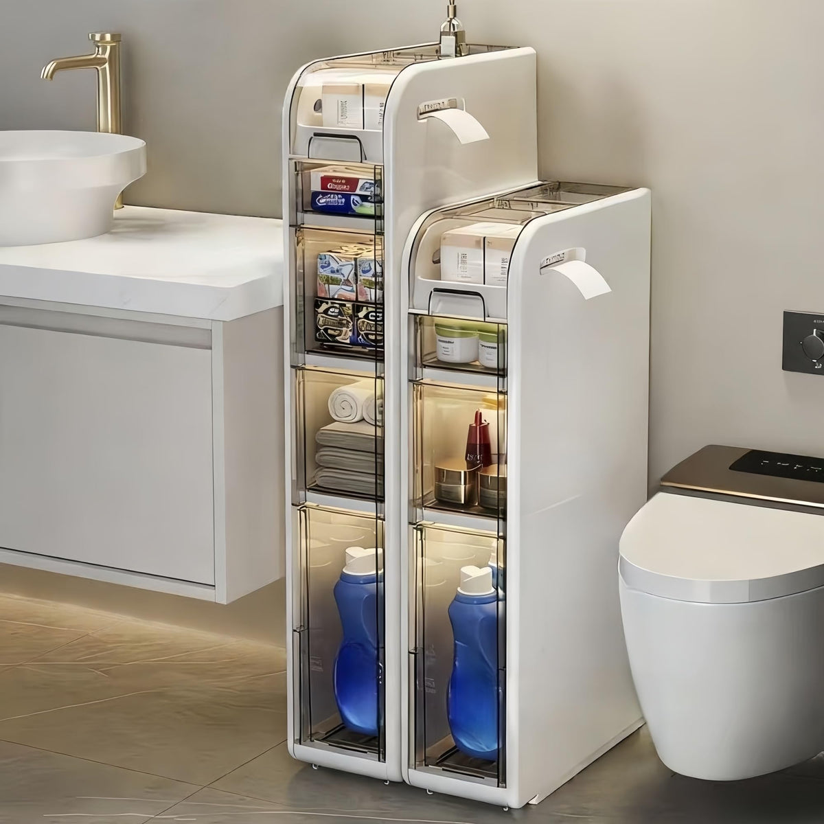 Slim Bathroom Storage Cabinet,7.1in Wide Narrow Gap Cabinet - Image 1