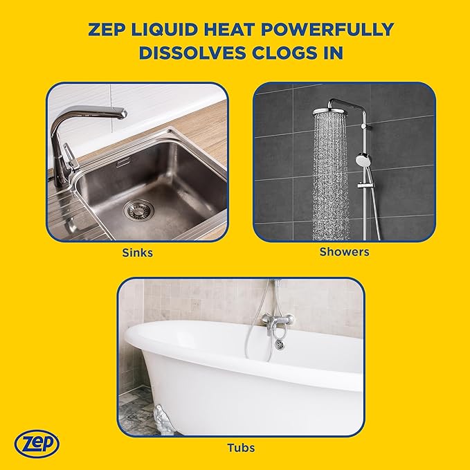 Zep Liquid Heat Clog Dissolver Gel - 1 Gallon (Case of 4) ZULHG128 - Professional Strength Formula Works in less than 10 Minutes