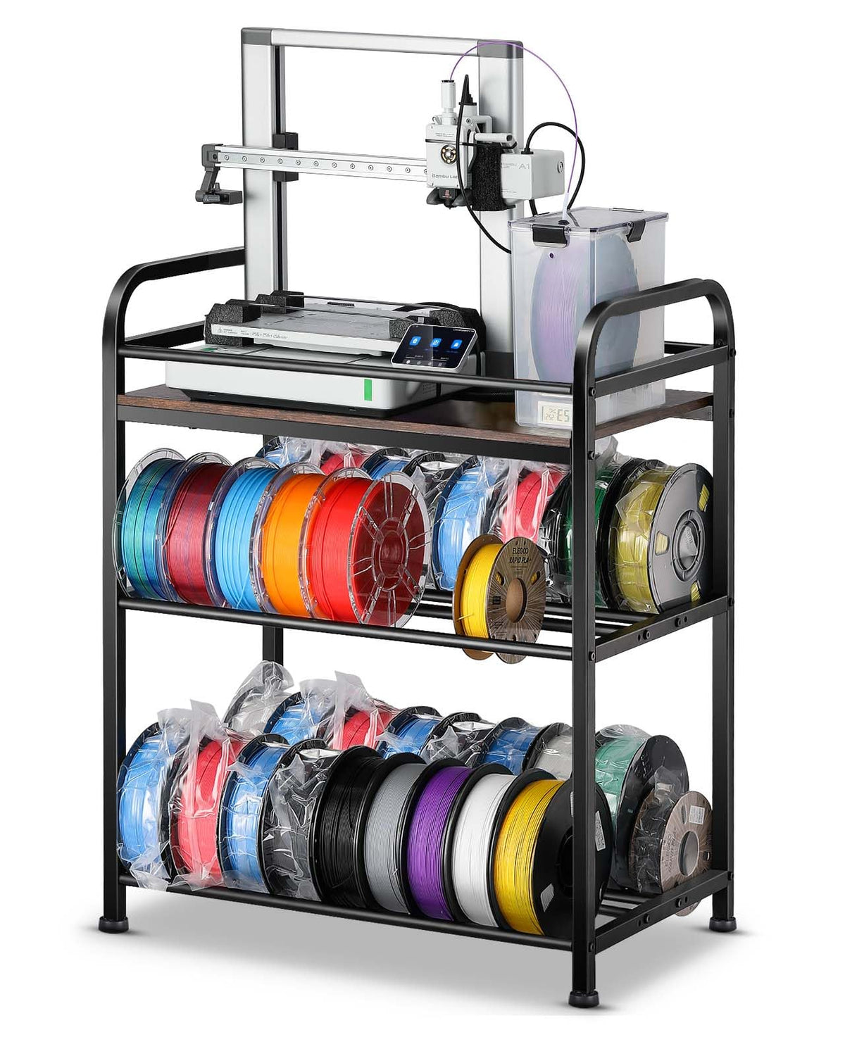3D Printer Filament Storage Rack - Rolling Spool Holders - Image 1