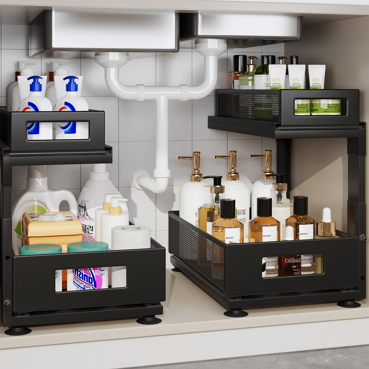 2 Pack Under Sink Organizer with Next-Gen Ball-Beari | Under Sink Stor - Image 1