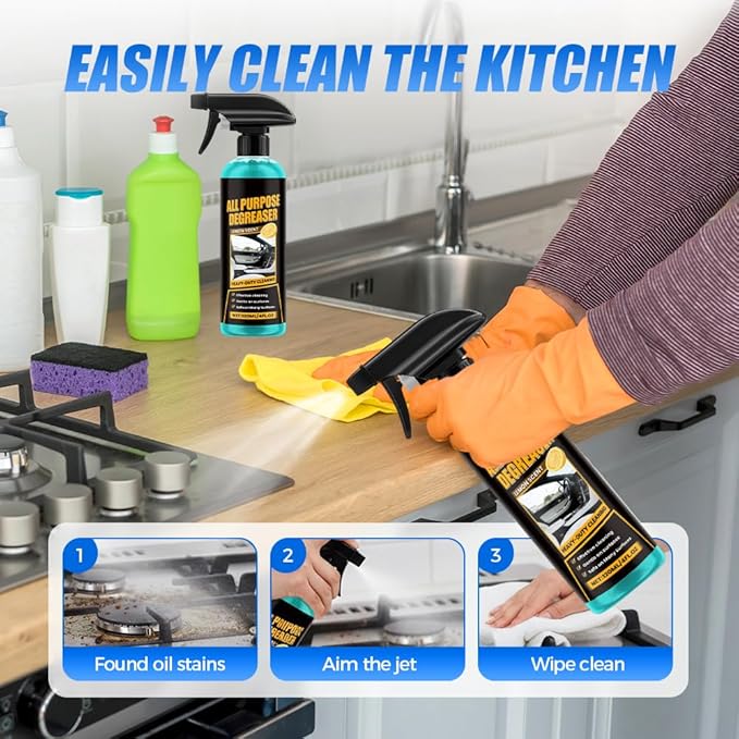 All Purpose Degreaser for Car and House, 2026 New Heavy Duty Degreaser | Convenient Oil Stain Remover, Cleaning Solution For Car House Oven Stove Cooktop Counter Quick Stain Removal (3PCS)