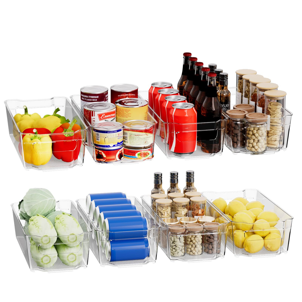 Clear Fridge Organizer, Refrigerator Organizer Bins with Handle - Image 1