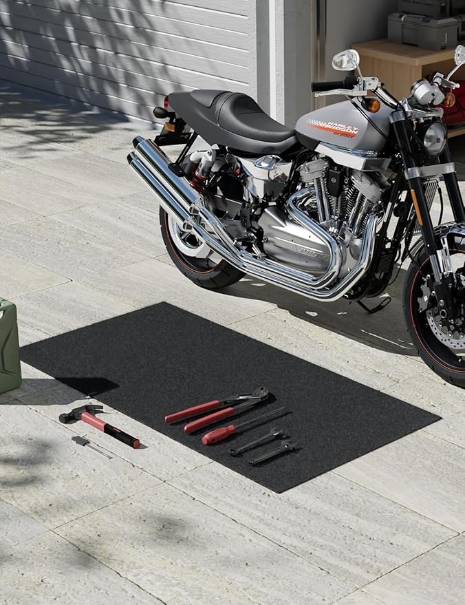 Heavy Duty Oil Spill Mat, Garage Floor Mat, 63" x 31" Waterproof Rubber Backing Oil Absorbent Pads, 1/5" Thick Reusable Under Auto Repair Mat for Garage Floor Surface Protection-Black