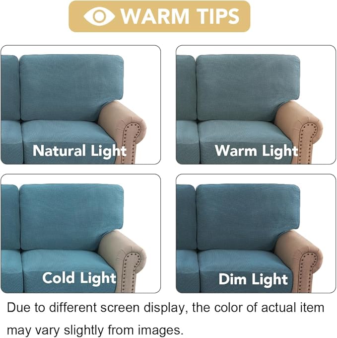 H.VERSAILTEX Multi-Pieces Sofa Covers Stretch Couch Covers Form Fitted Seats and Back Cushions Covers (2 Seat Covers Plus 2 Back Cusion Covers, Bonus 2 Armrest Covers), Storm Blue