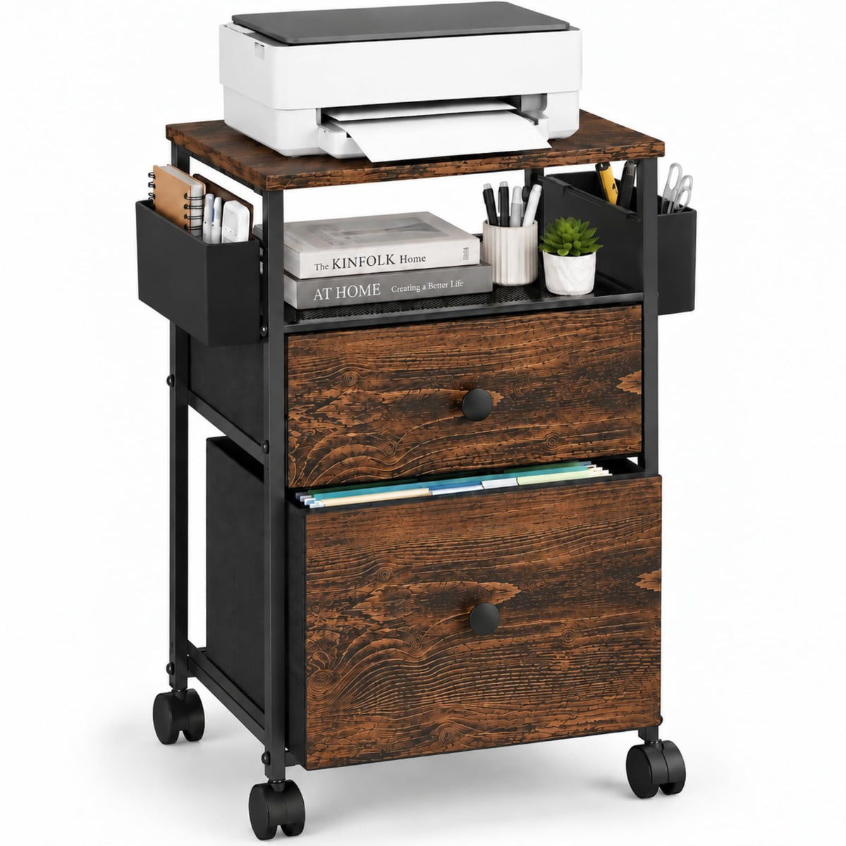 LEKETREE 2 Drawer Compact File Cabinet, Under Desk Rolling Filing - Image 1