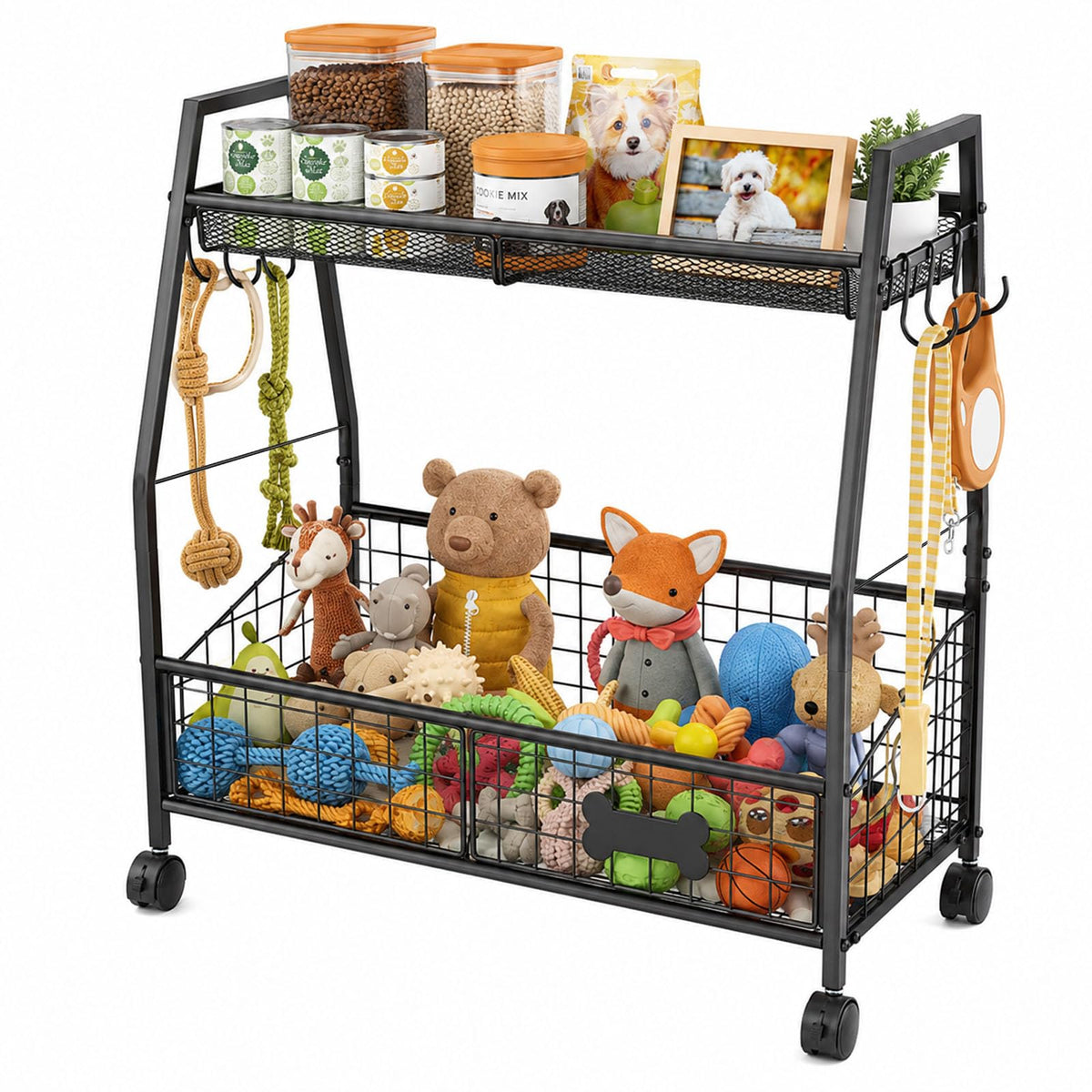 Pethiy Dog Toy Storage Rack, Metal Pet Supplies Organizer - Image 1