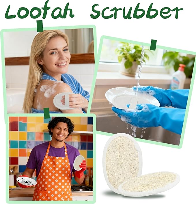 54 Pcs Exfoliating Loofah Pad Bulk Natural Scrubber Luffa Brush Close to Skin Body Scrubber Shower Loofah Sponge Pad for Men Women Spa Bath