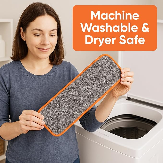 Superio Self-Wringing Microfiber Cleaning Mop with Hands-Free Wringing Blade and Reusable & Washable 8" x 4.5" Microfiber Mopping Pad for Home, Kitchen, Bathroom, Streak-Free Cleaning
