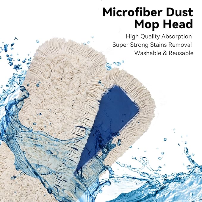 48 Inch Commerial Dust Mop Replacement Head : Mircofiber Dust Mop Head Refills for Industrial & Janitorial Supplies, Heavy Duty Mop Head for Hardwood Floor Cleaning,Blue (48 Inch - 2 Pack)