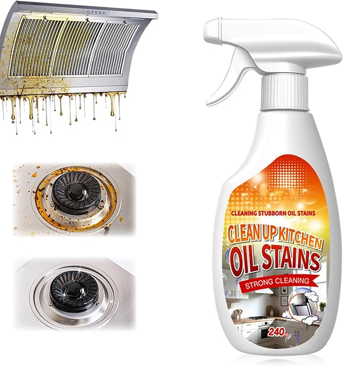 New Upgrade Kitchen Cleaner, Clean Up Kitchen Oil Stains Spray, Multi-purpose Oils Stain Cleaner, Suitable for Pots, Pans, Countertops & Appliances(240ml/8.45oz)