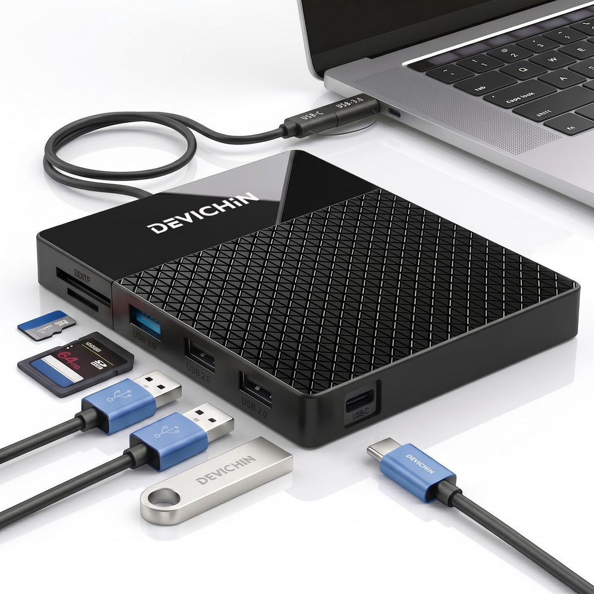 1TB External Hard Drive, USB C & USB 3.0 Multiport Hub+ SD/TF - Image 1