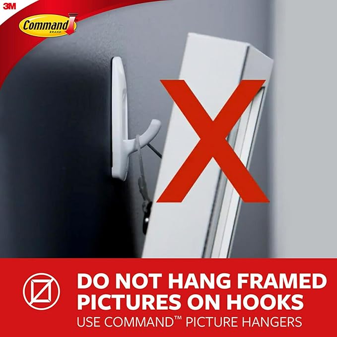 Command Medium Designer Hooks, 6 Hooks and 12 Strips, Damage-Free Hanging Wall Hook with Adhesive Strips, No Tools Great for Hanging, Organization and Storage, Holds up to 3 lb